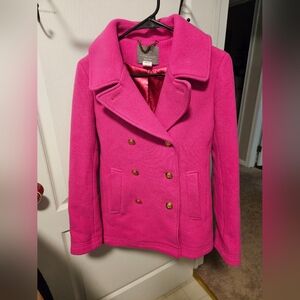 J. Crew Vibrant Pink Pea Coat